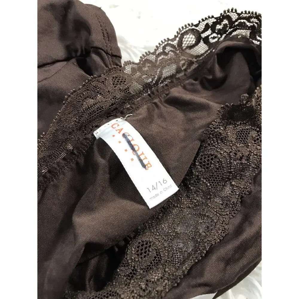 Plus Sz 14/16 Lane Bryant Cacique Cheeky Brief Panty Pink Mocha Brown Microfiber